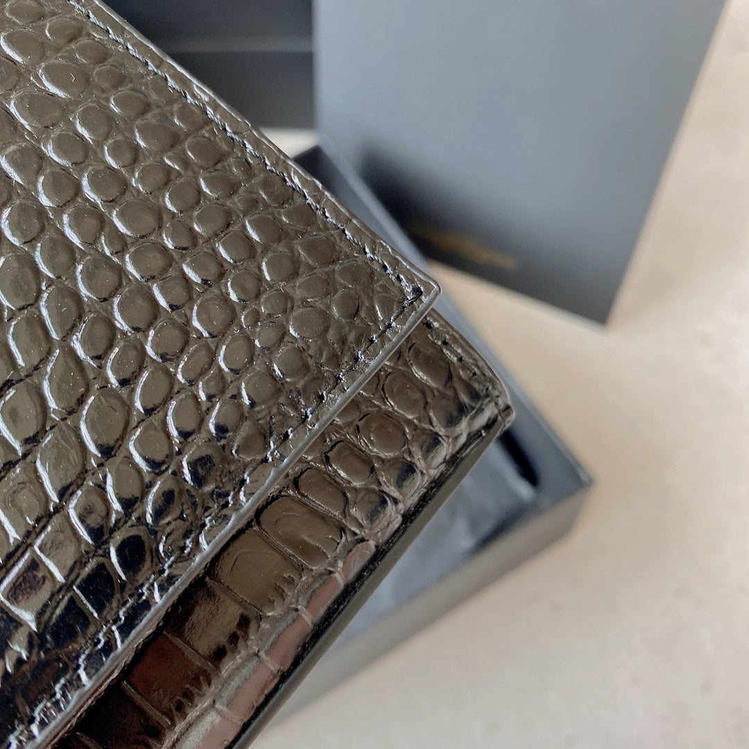 Bolso Kate Small Cocodrilo Negro/Plata