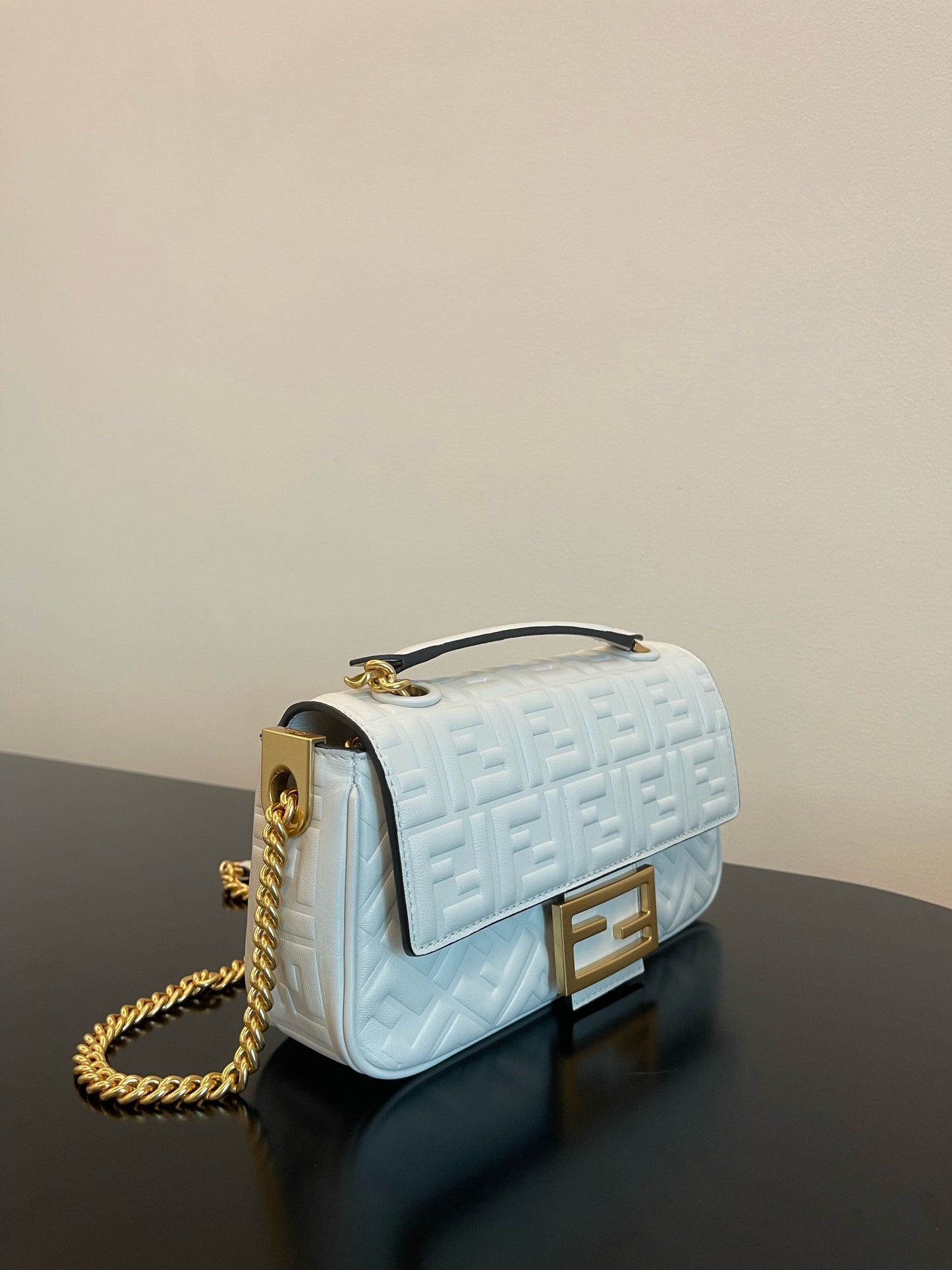 Bolso Baguette Chain Midi Blanco