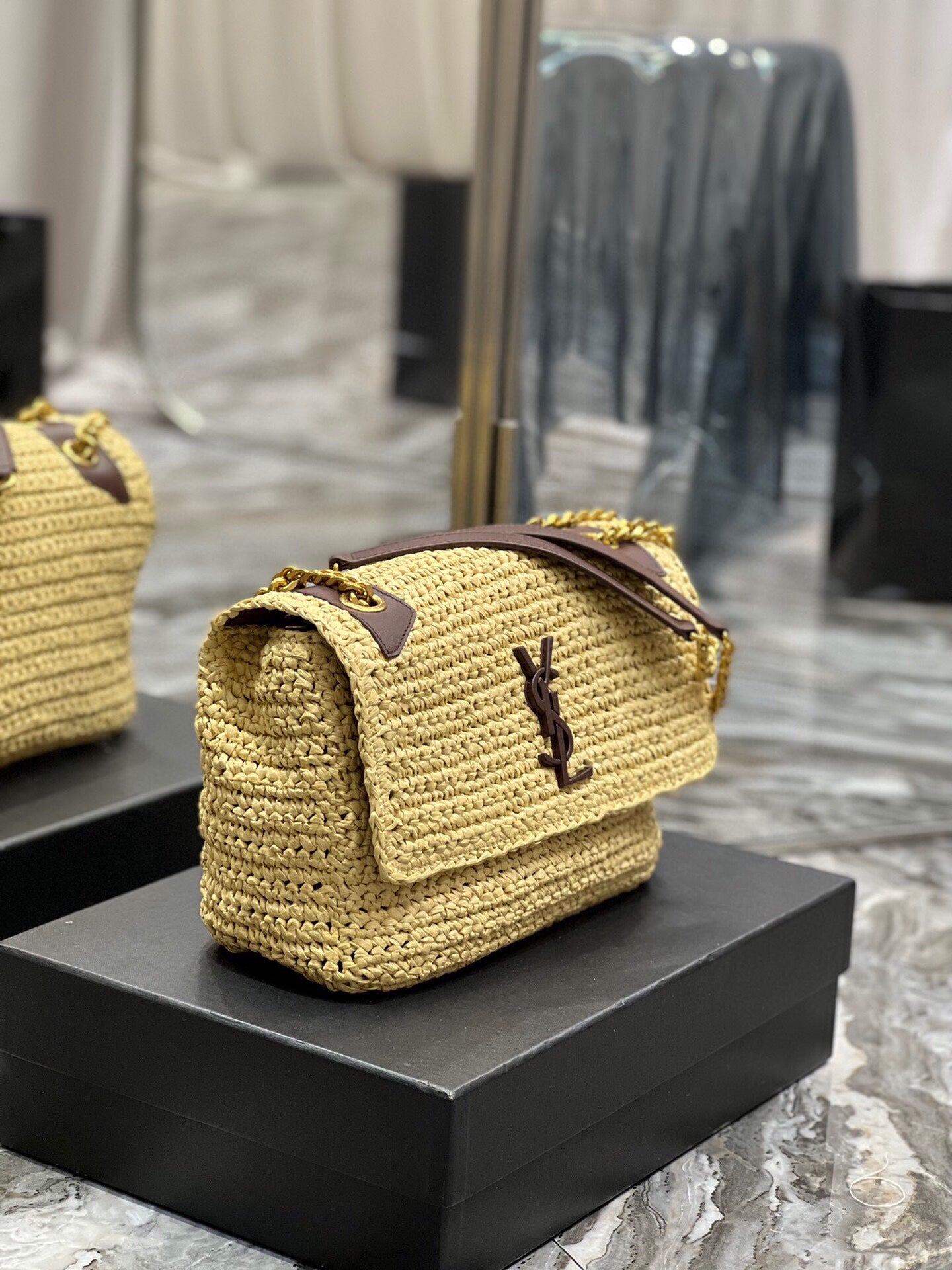 Bolso Mediano Niki Rafia Natural