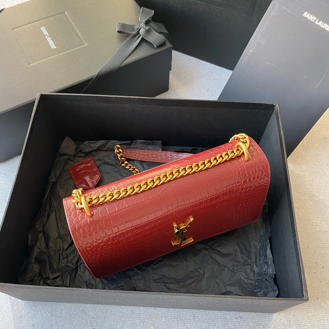 Bolso Sunset Medium Cocodrilo Rojo Velvet