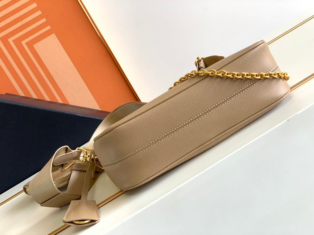Bolso Saffiano Re-Edition 2005 Beige 22 cm