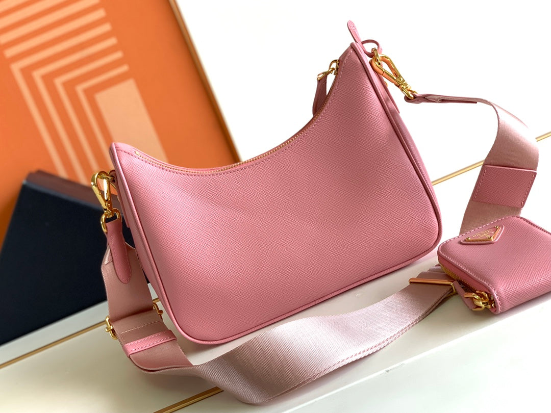 Bolso Saffiano Re-Edition 2005 Rosa 22 cm
