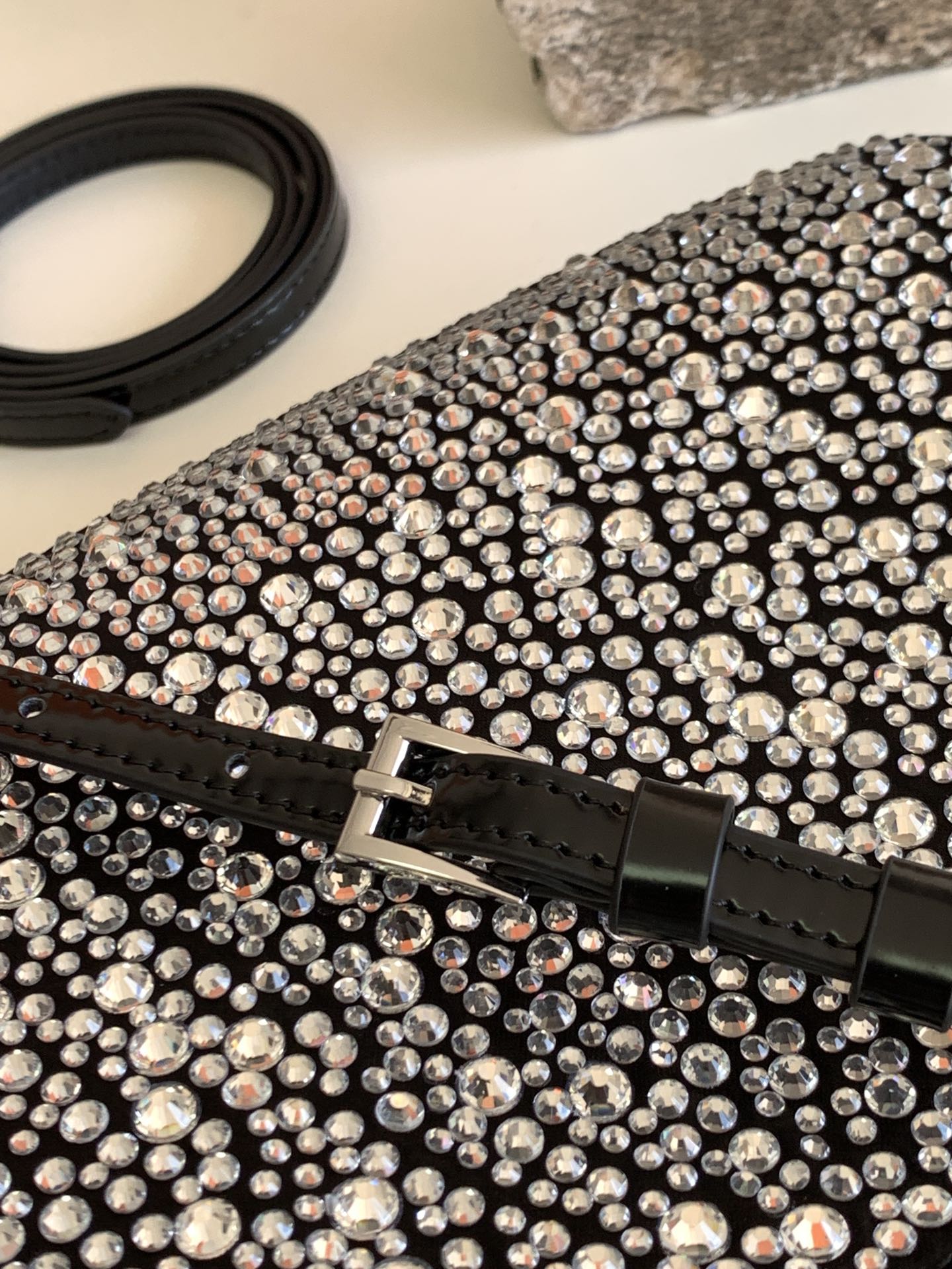 Bolso de satén Prada Cleo con cristales Metal