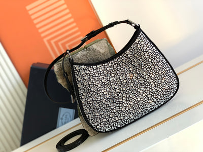 Bolso de satén Prada Cleo con cristales Metal