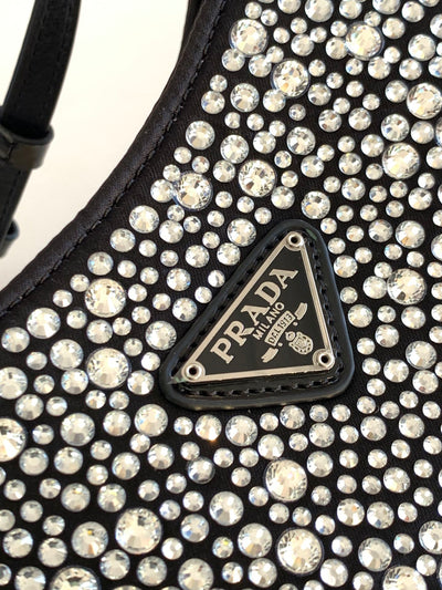 Bolso de satén Prada Cleo con cristales Metal