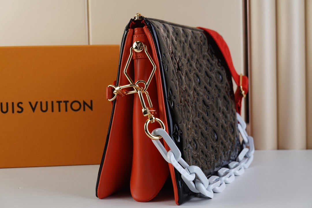 Bolso Coussin MM Negro/Rojo