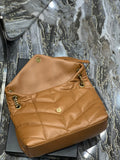 Bolso Cadena Mediano Puffer Cordero Acolchado Dark Honey