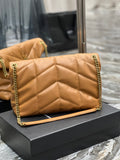 Bolso Cadena Mediano Puffer Cordero Acolchado Dark Honey