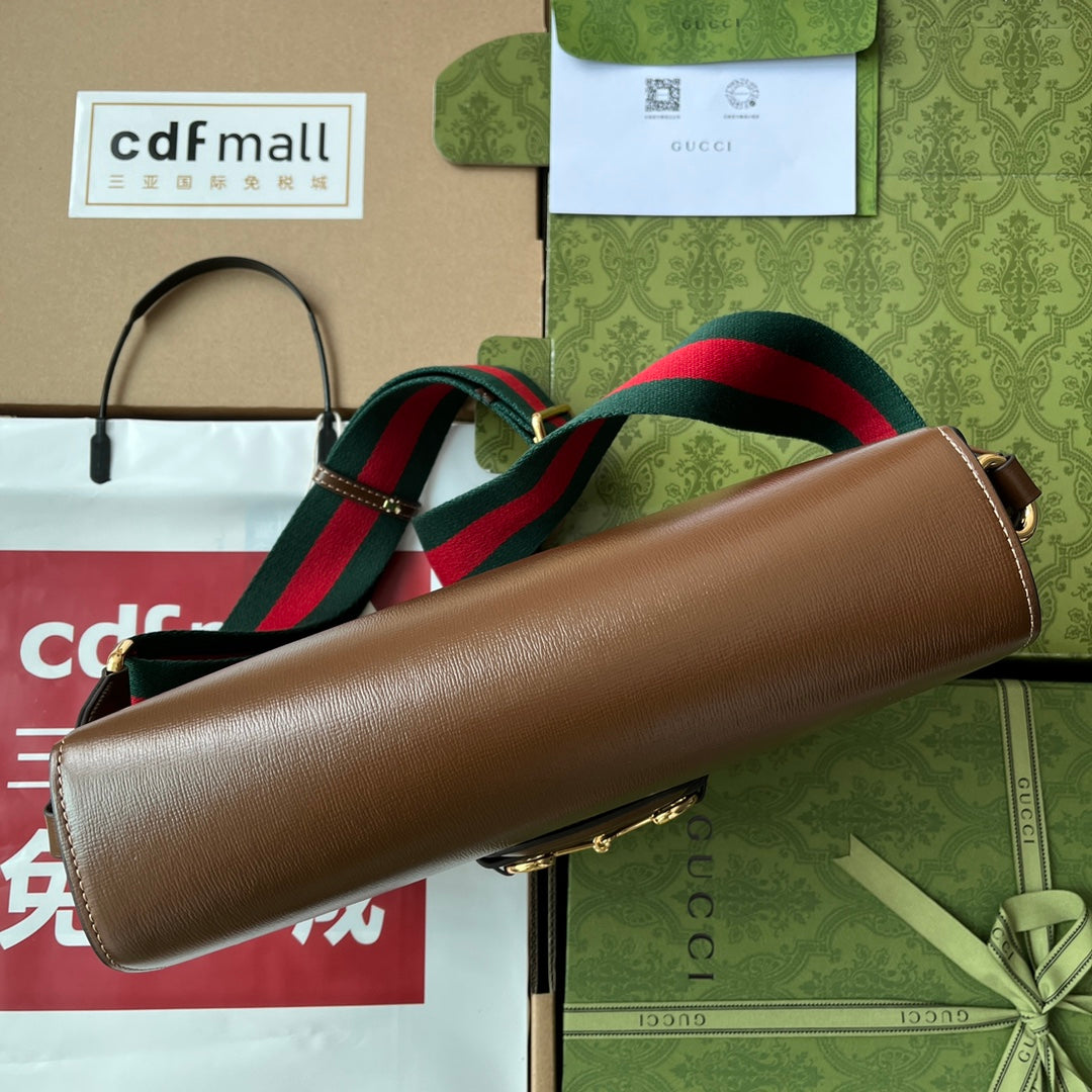Bolso de hombro Gucci Horsebit 1955 Marrón