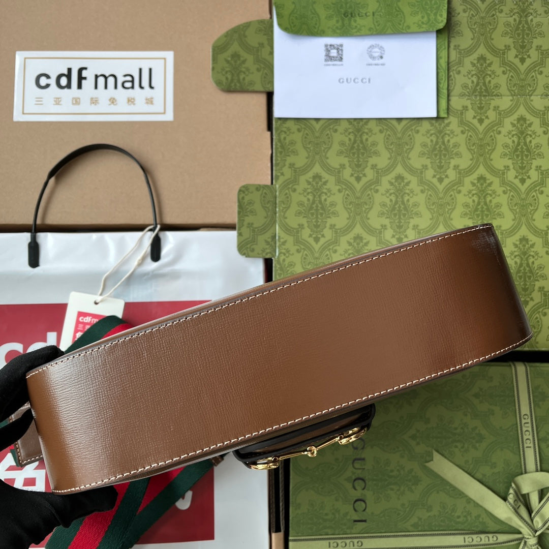 Bolso de hombro Gucci Horsebit 1955 Marrón