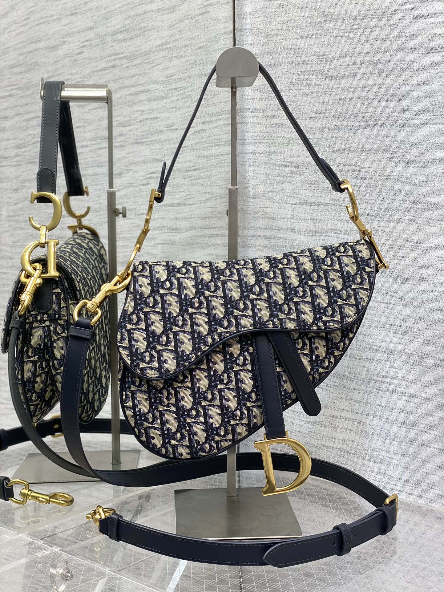 Minibolso Saddle jacquard Azul 19 cm