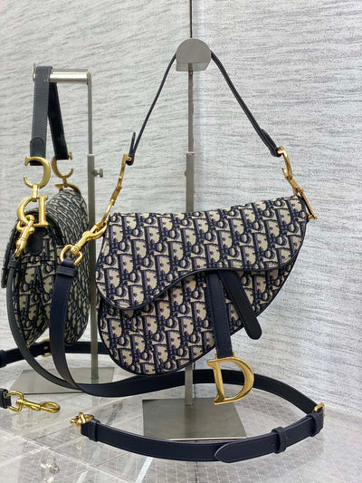 Minibolso Saddle jacquard Azul 19 cm