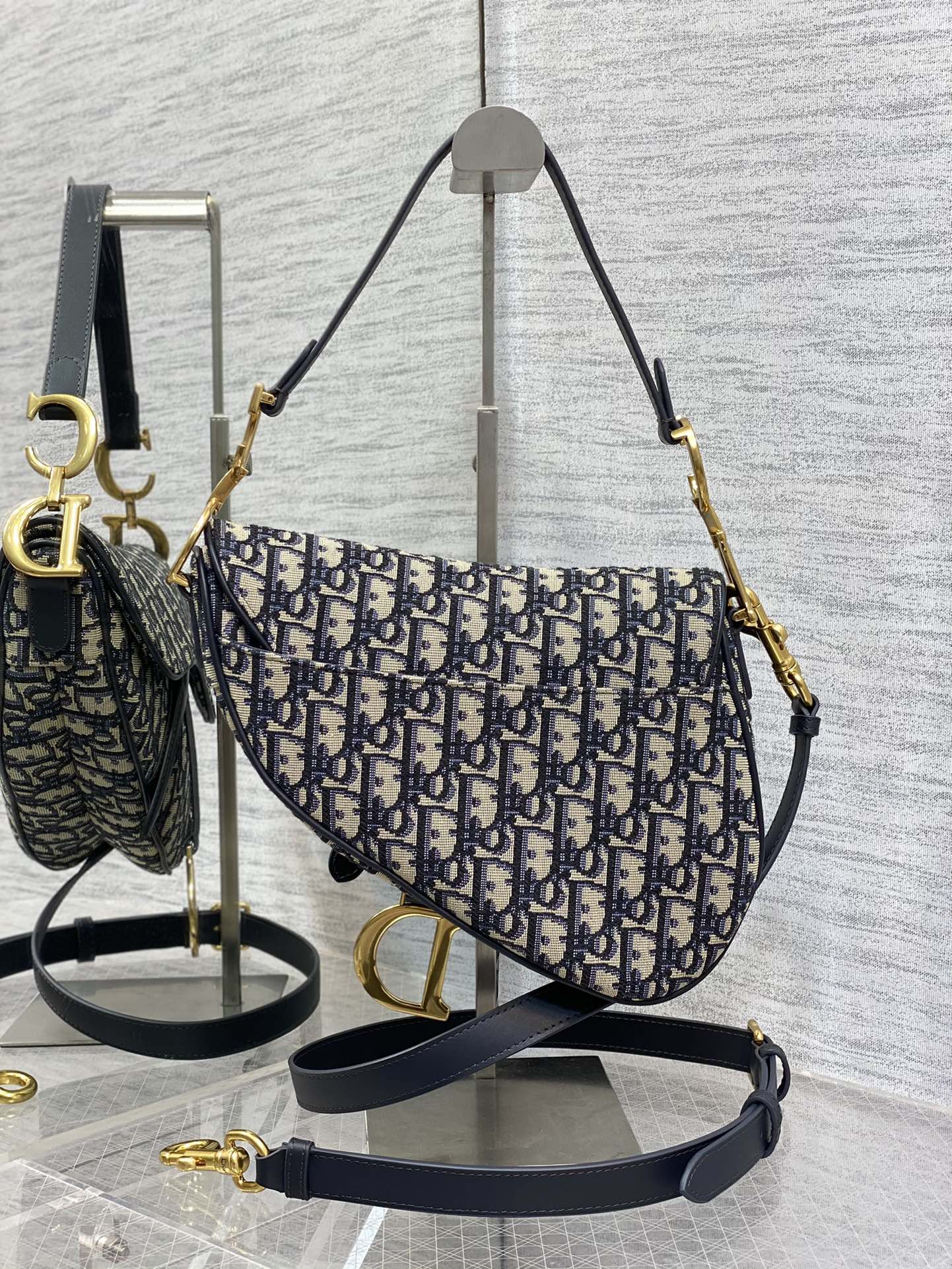 Minibolso Saddle jacquard Azul 19 cm