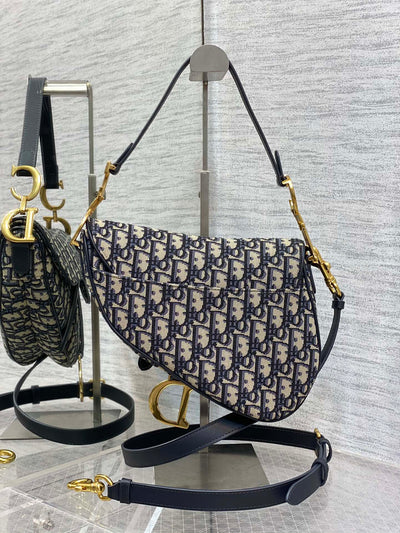Minibolso Saddle jacquard Azul 19 cm