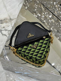 Bolso Prada Symbole de piel y tela Verde/Negro