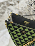 Bolso Prada Symbole de piel y tela Verde/Negro