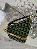 Bolso Prada Symbole de piel y tela Verde/Negro