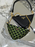 Bolso Prada Symbole de piel y tela Verde/Negro