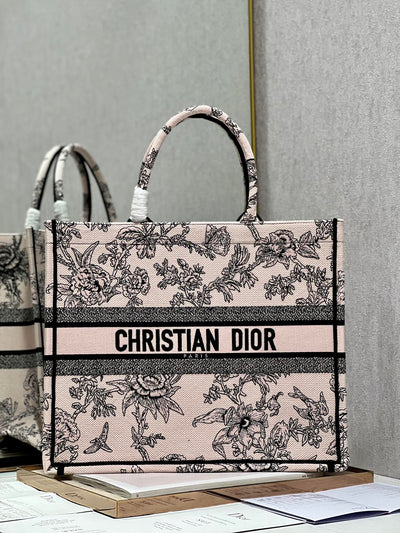 Bolso Dior Book Tote Mediano Jardin Botanique Rosa
