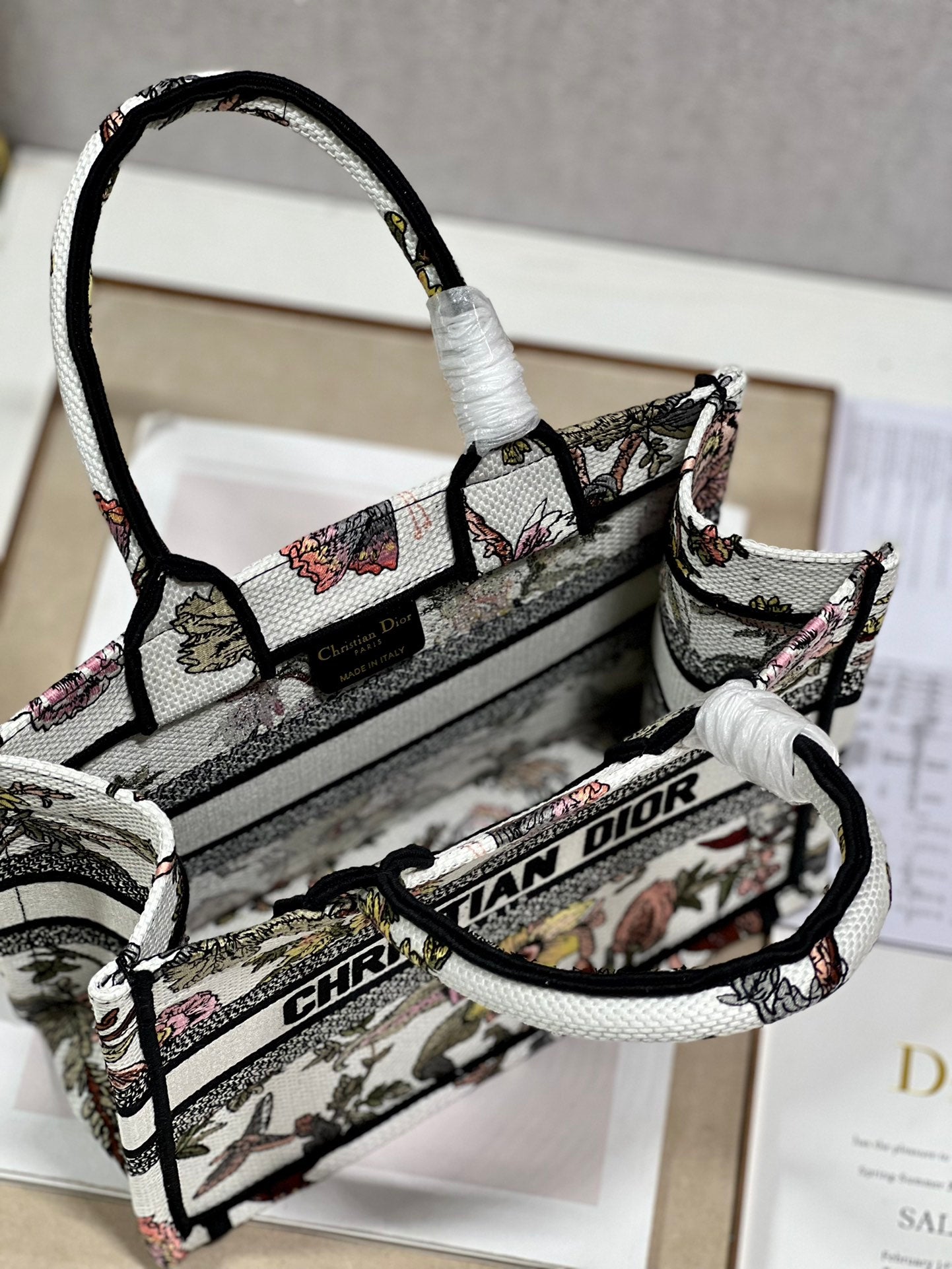 Bolso Dior Book Pequeño Jardin Botanique blanco multicolor