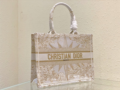 Bolso Dior Book Tote Mediano Rêve d'Infini Blanco/ Dorado