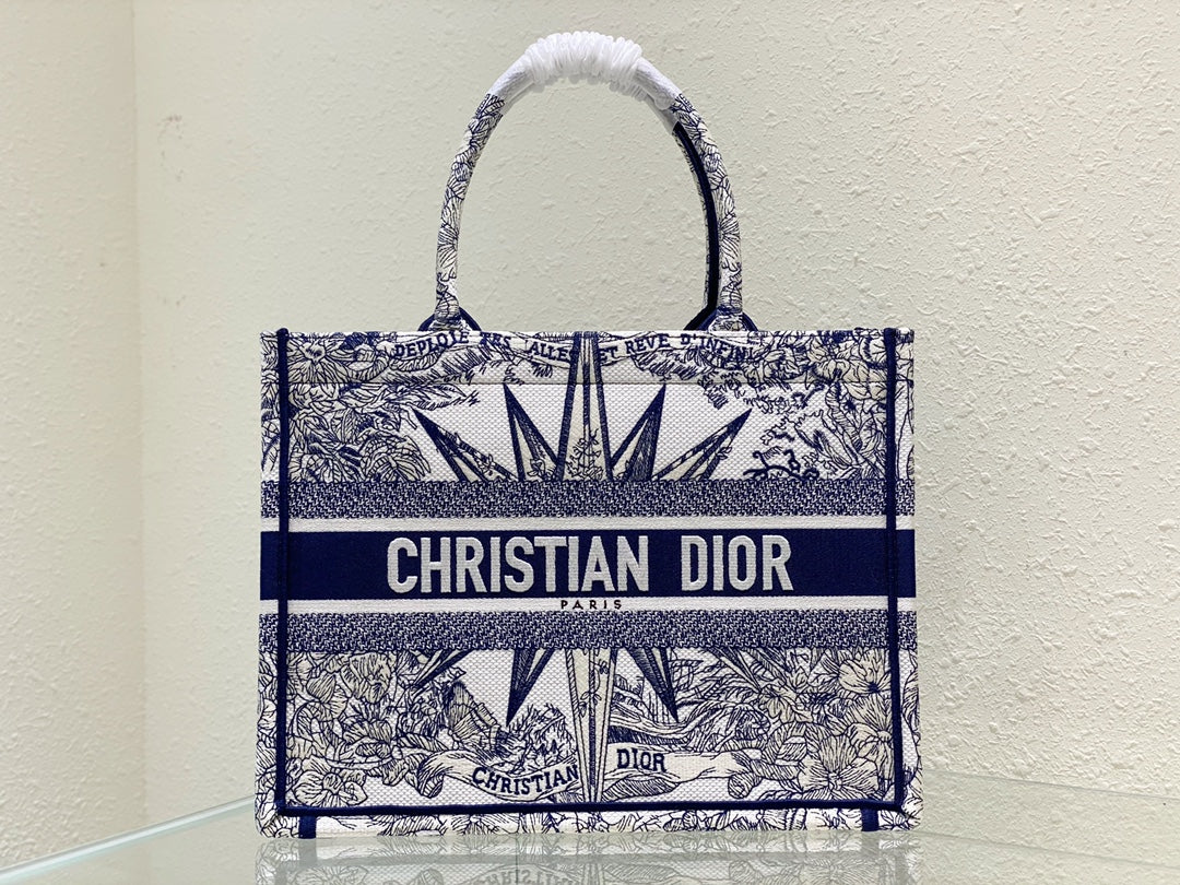 Bolso Dior Book Tote Mediano Rêve d'Infini Blanco/Azul