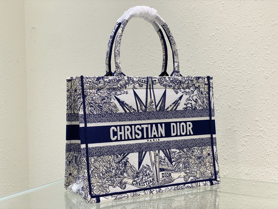 Bolso Dior Book Tote Mediano Rêve d'Infini Blanco/Azul