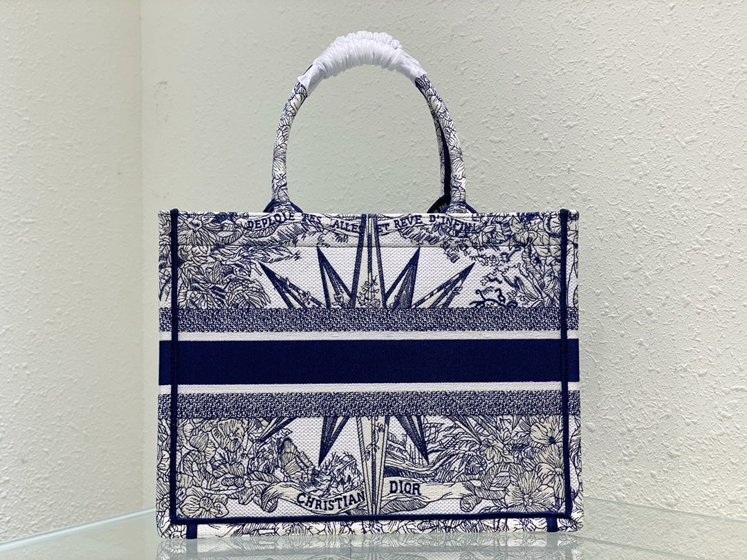 Bolso Dior Book Tote Mediano Rêve d'Infini Blanco/Azul
