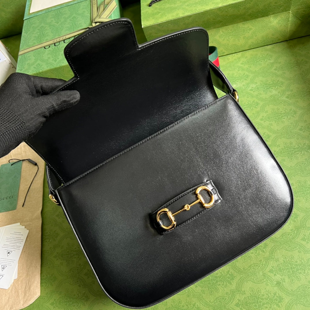 Bolso de hombro Gucci Horsebit 1955 Negro