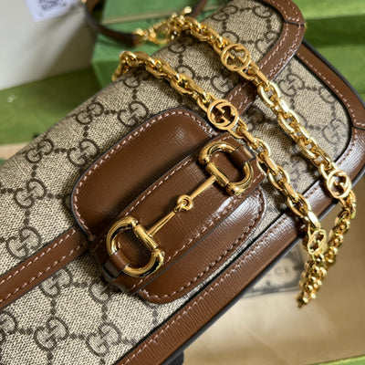 Bolso de hombro Gucci Horsebit 1955 Marrón