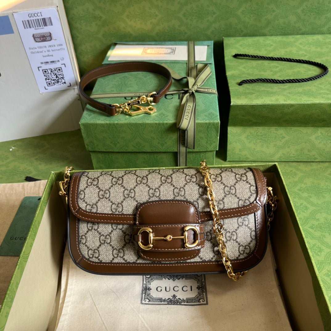 Bolso de hombro Gucci Horsebit 1955 Marrón