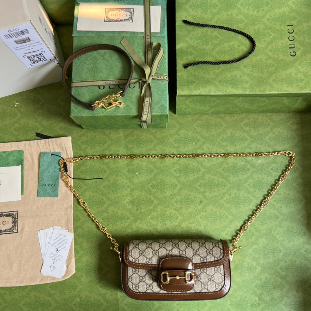 Bolso de hombro Gucci Horsebit 1955 Marrón