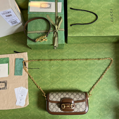 Bolso de hombro Gucci Horsebit 1955 Marrón