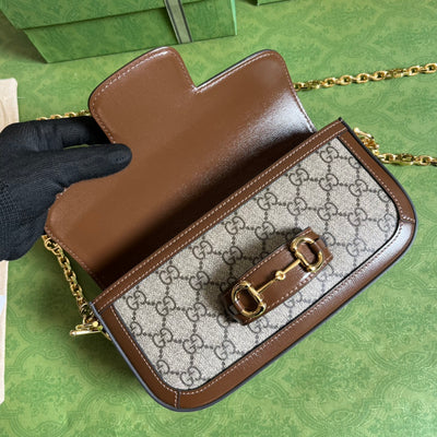 Bolso de hombro Gucci Horsebit 1955 Marrón