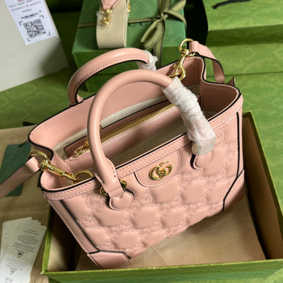 Minibolso de mano de matelassé con GG Rosa