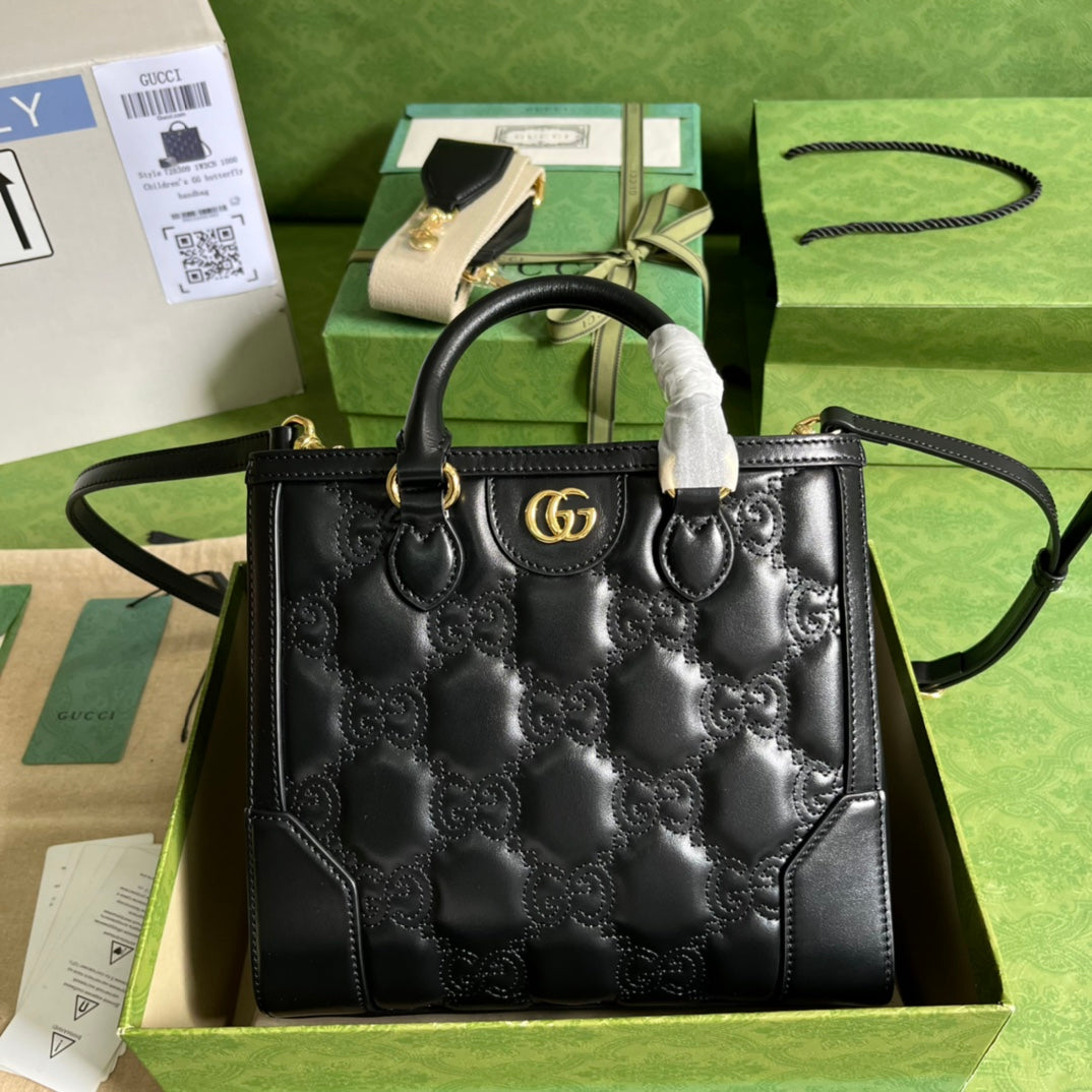 Minibolso de mano de matelassé con GG Negro
