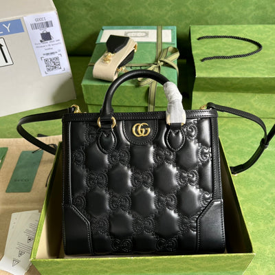 Minibolso de mano de matelassé con GG Negro