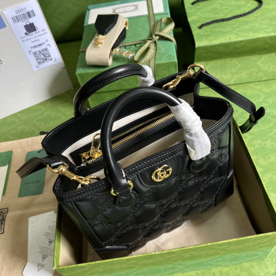 Minibolso de mano de matelassé con GG Negro