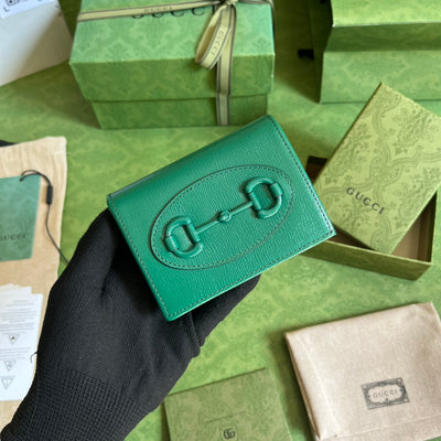 Cartera con tarjetero Gucci Horsebit 1955 Verde