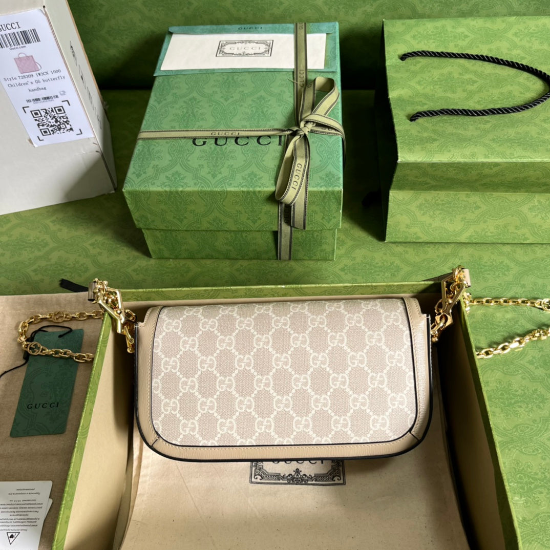 Bolso de hombro Gucci Horsebit 1955 Beige