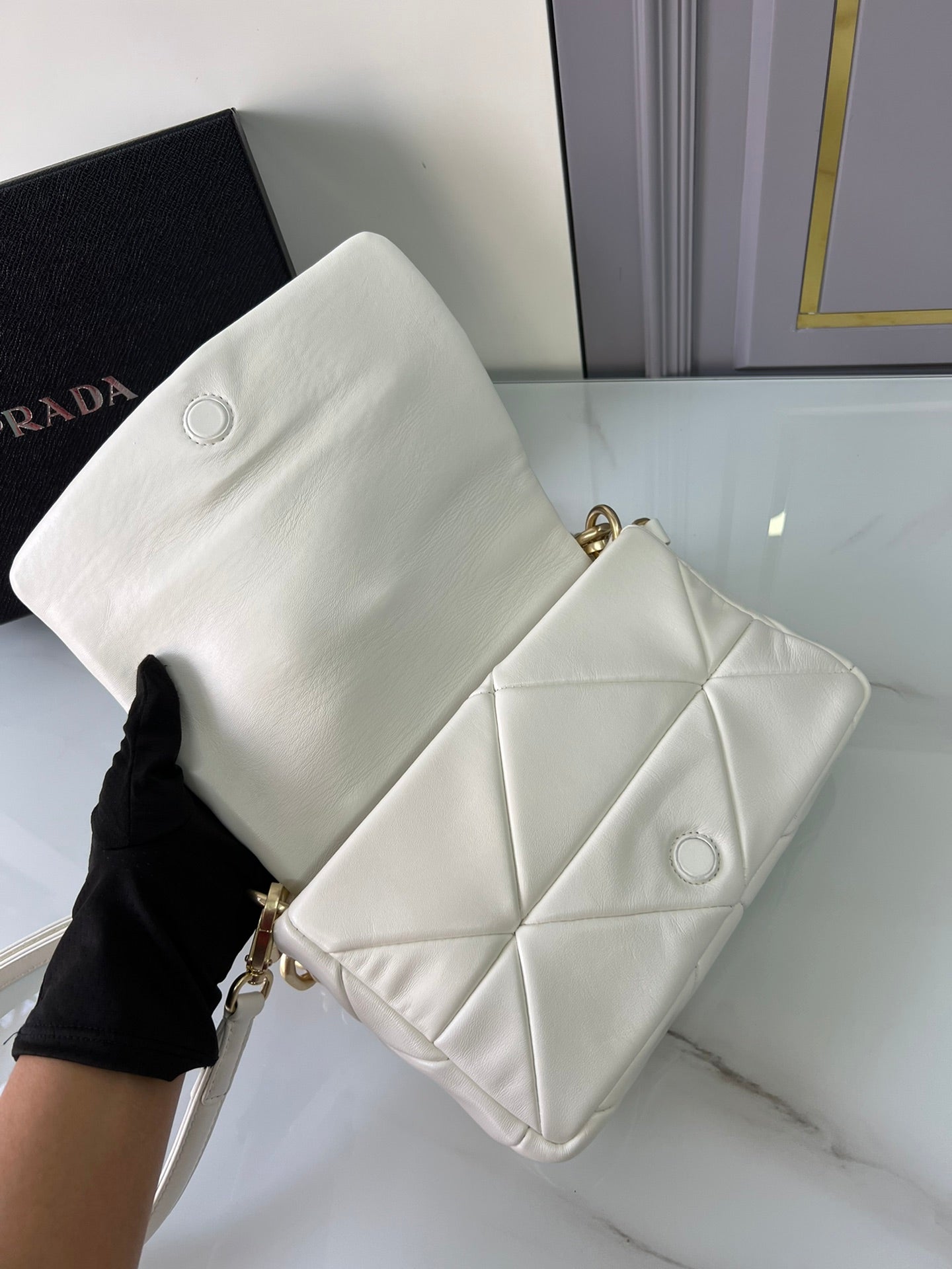 Bandolera Prada System de Patchwork Blanco