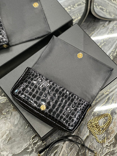 Bolso con cadena Kate 99 Cocodrilo Negro