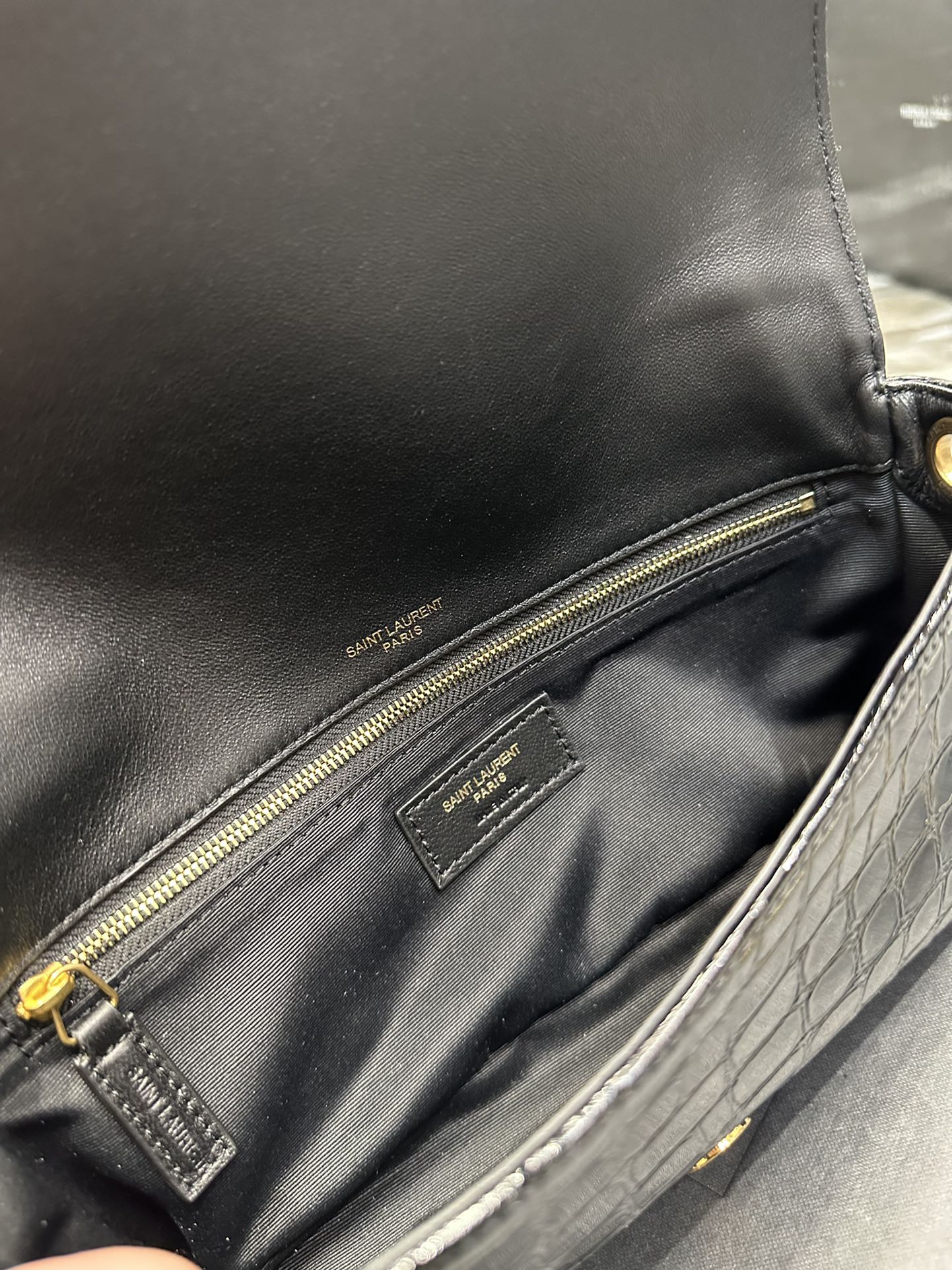 Bolso con cadena Kate 99 Cocodrilo Negro
