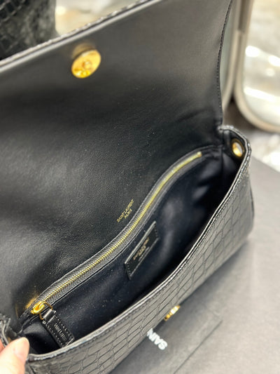 Bolso con cadena Kate 99 Cocodrilo Negro